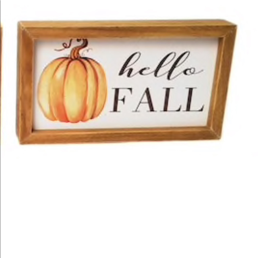 HELLO FALL Wooden Tabletop Sign NWT